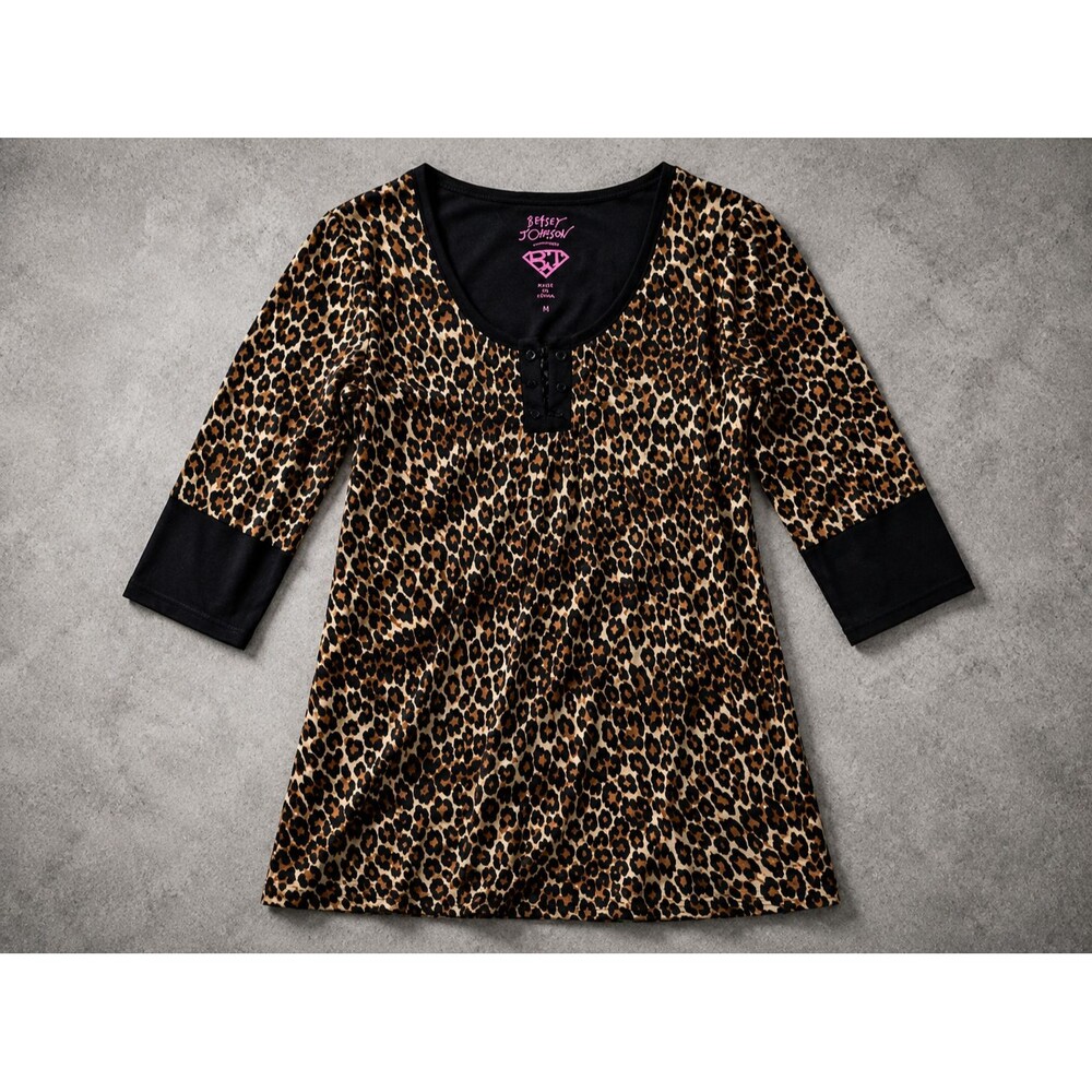 Betsey Johnson Leopard Nightshirt Animal Print Sleep Shirt Pajama Womens Medium